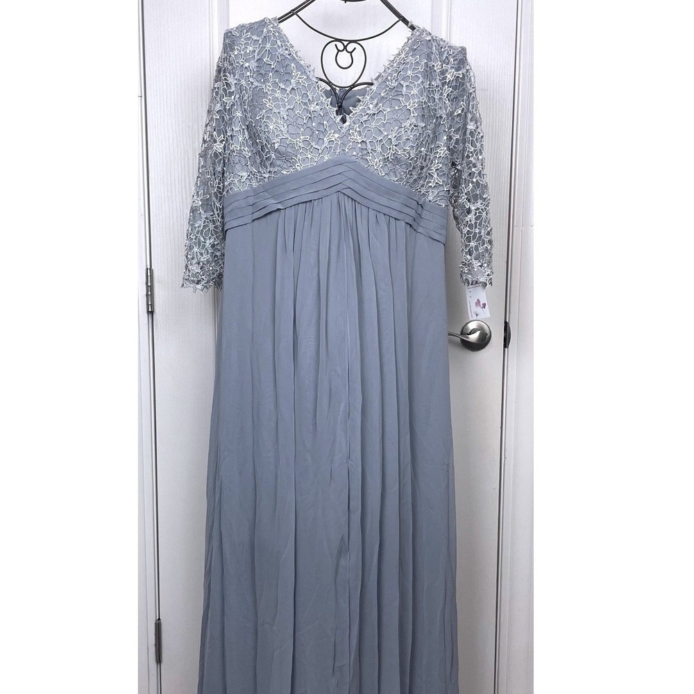 NWT Cindy USA Blue Lace Sequin Formal Long Gown Dress 2XL Mother Bride Groom